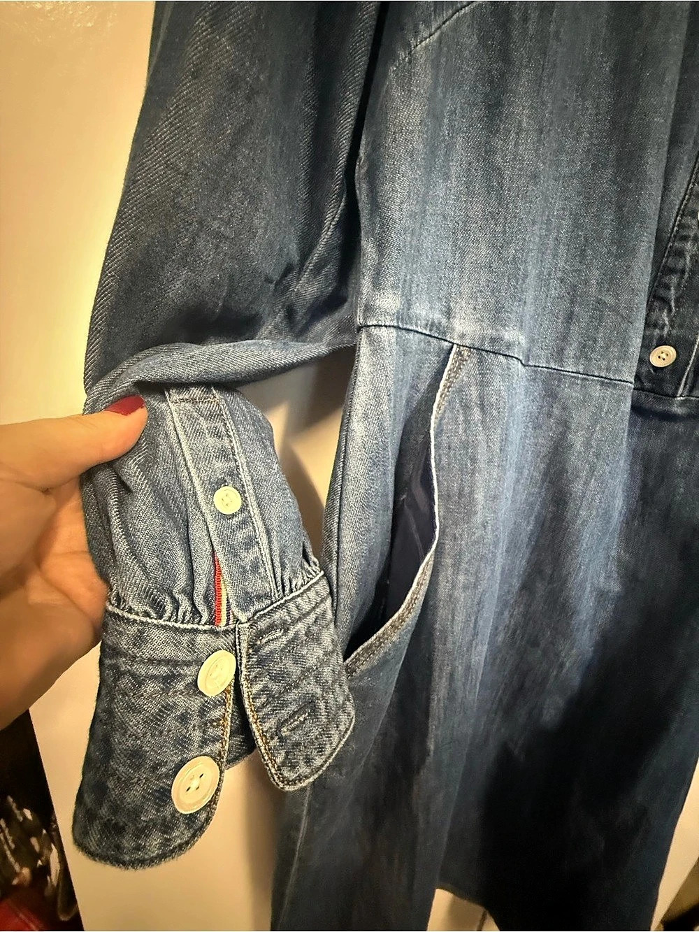 Boden Denim Midi Shirt Dress - fall, coastal Cowgirl. Plus size. Preppy - Picture 4 of 7